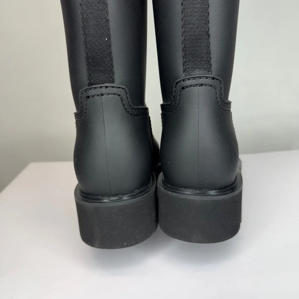 New Hunter Carson Lug Sole Rain Boot Black Sz 9